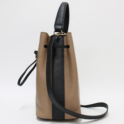 FURLA Bag Shoulder Beige Black One Handle Ribbon Bicolor Leather Hand Crossbody
