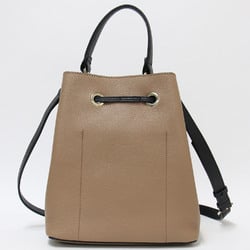 FURLA Bag Shoulder Beige Black One Handle Ribbon Bicolor Leather Hand Crossbody