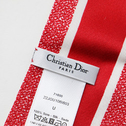 Christian Dior Muffler/Scarf Red White Mitzah Toile de Jouy Flower Silk Twill