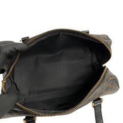 CELINE Macadam Blason Leather Handbag Boston Bag Black Brown 31855