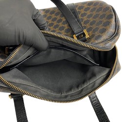 CELINE Macadam Blason Leather Handbag Boston Bag Black Brown 31855