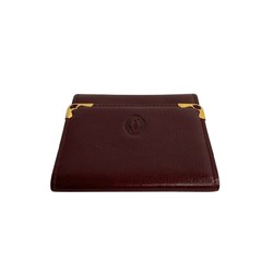 CARTIER Mastline Leather Wallet/Coin Case Coin Purse Wallet Bordeaux 88419