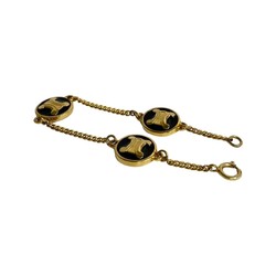 CELINE Triomphe Chain Bracelet Black Gold 466-2