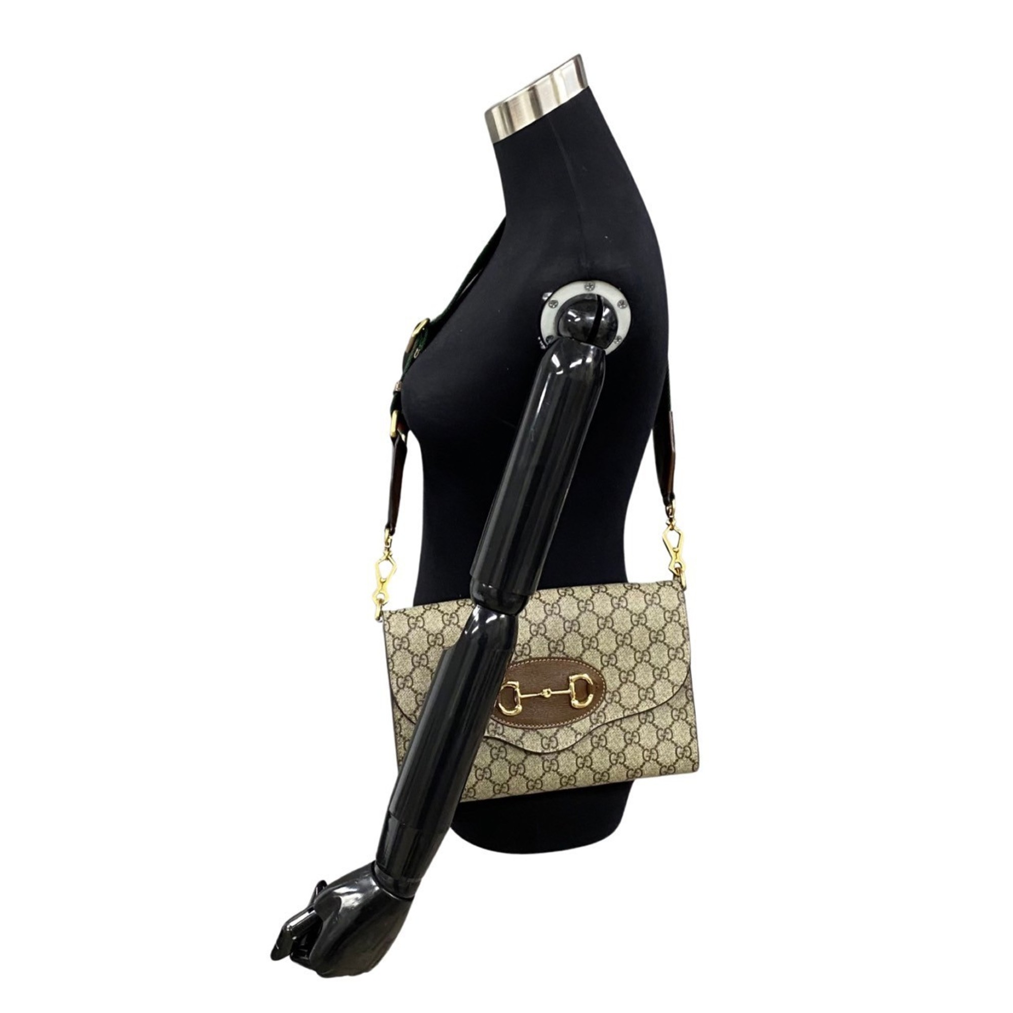 GUCCI Gucci 1955 Horsebit GG Supreme Sherry Line Leather Chain Shoulder Bag Sacoche Brown 41835