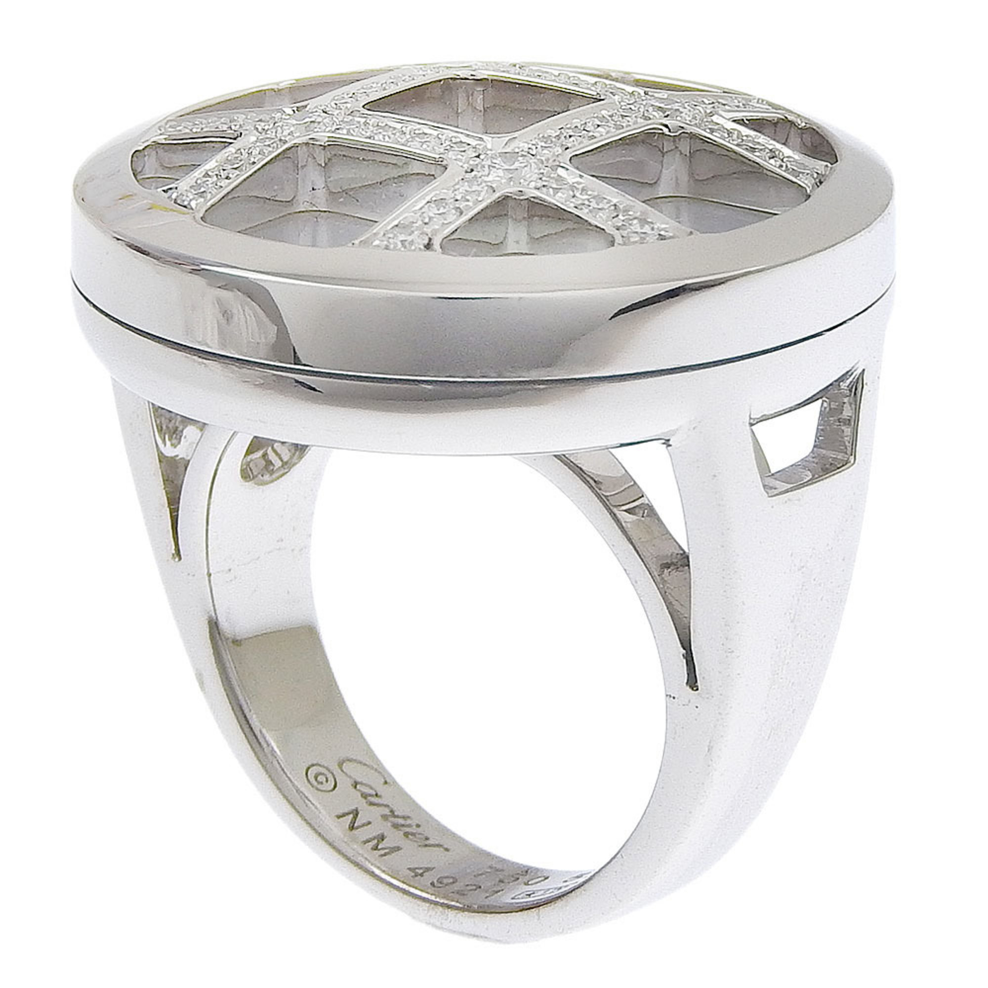 Cartier CARTIER Pasha Ring Diamond Grid K18 White Gold x Shell Approx. 26.7g Women's