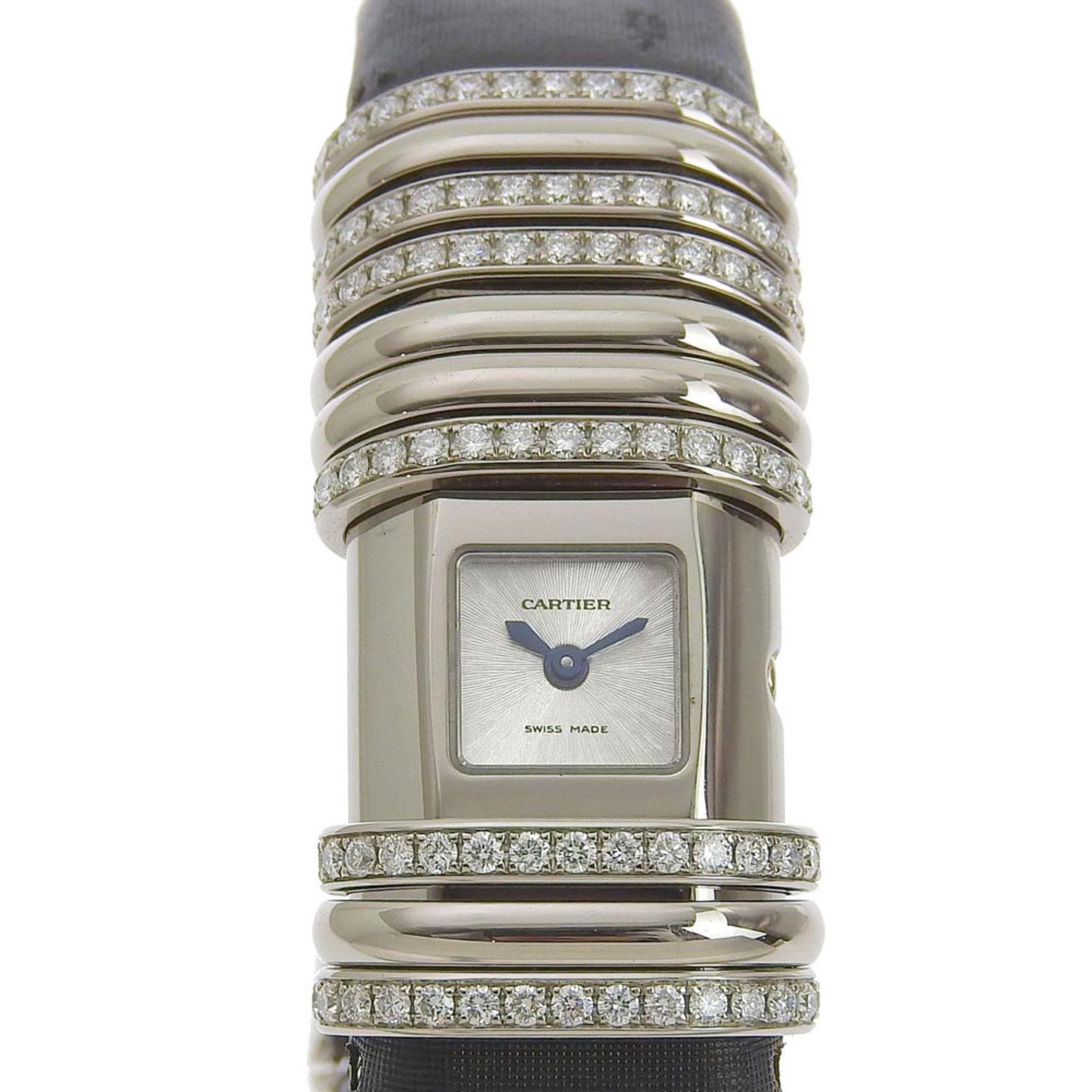 Cartier CARTIER Declaration Watch WT000450 Titanium x K18 White Gold Diamond Silver Quartz Analog Display Dial Ladies