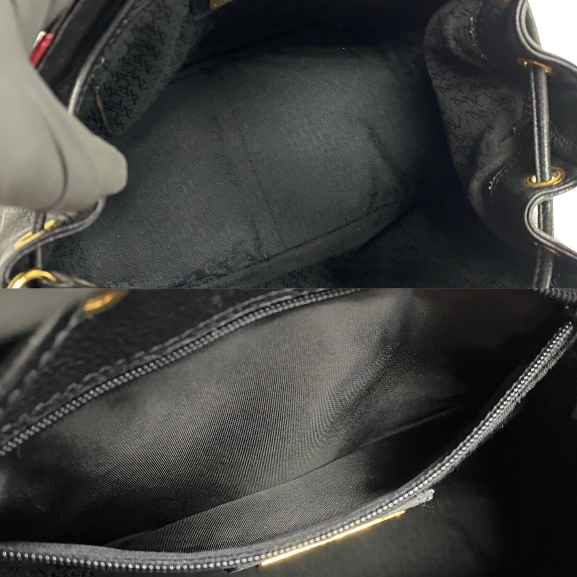 YVES SAINT LAURENT Yves Saint Laurent Cutout Leather 2way Shoulder Bag Handbag Black Red 738-1