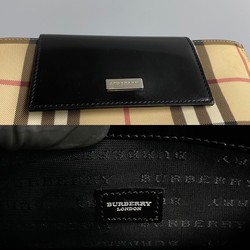BURBERRY Nova check pattern metal fittings leather shoulder bag pochette sacoche black 20343