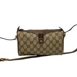 GUCCI Old Gucci Sherry Line GG Leather Shoulder Bag Pochette Brown 98238