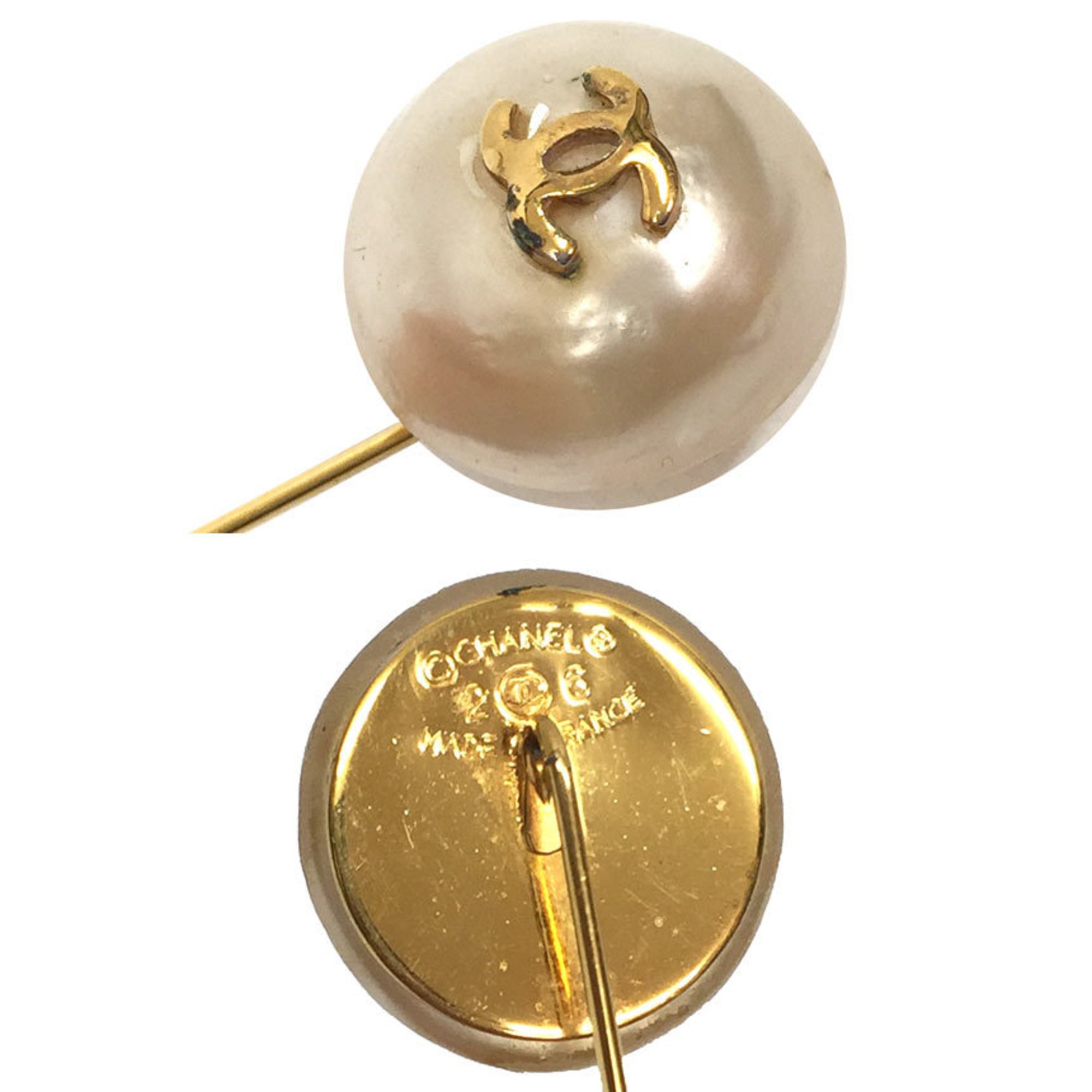 CHANEL pin brooch pearl here mark ladies aq7771