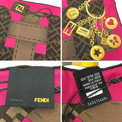 FENDI Zucca pattern scarf muffler FXT986 100% silk pink x brown Fendi aq9398
