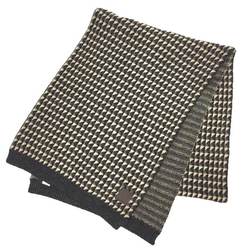 LOUIS VUITTON Muffler M75372 Geometric pattern x border Cashmere Khaki Gray Vuitton Men's Stole Saved aq9426