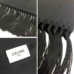 CELINE Celine Stole Long Scarf Silk Black Muffler aq9190
