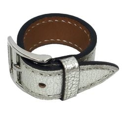 Hermes HERMES Leather Scarf Ring Belt Motif Silver aq8609