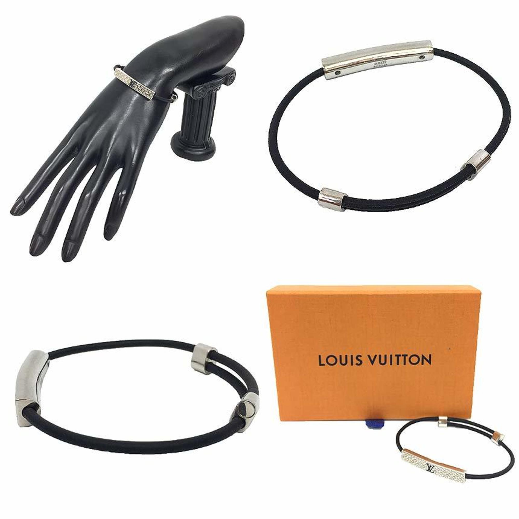 LOUIS VUITTON Louis Vuitton Leather Bracelet Champs Elysées M8332 Black x Men's aq9370