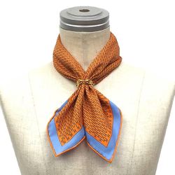 HERMES Pocket square Scarf Muffler Carre POCHETTE TWILL VINTAGE PUZZLE H805906T-02 100% Silk 02 ORANGE/CIEL Orange preserved neckerchief bandana Men's Women's Hermes aq9 413