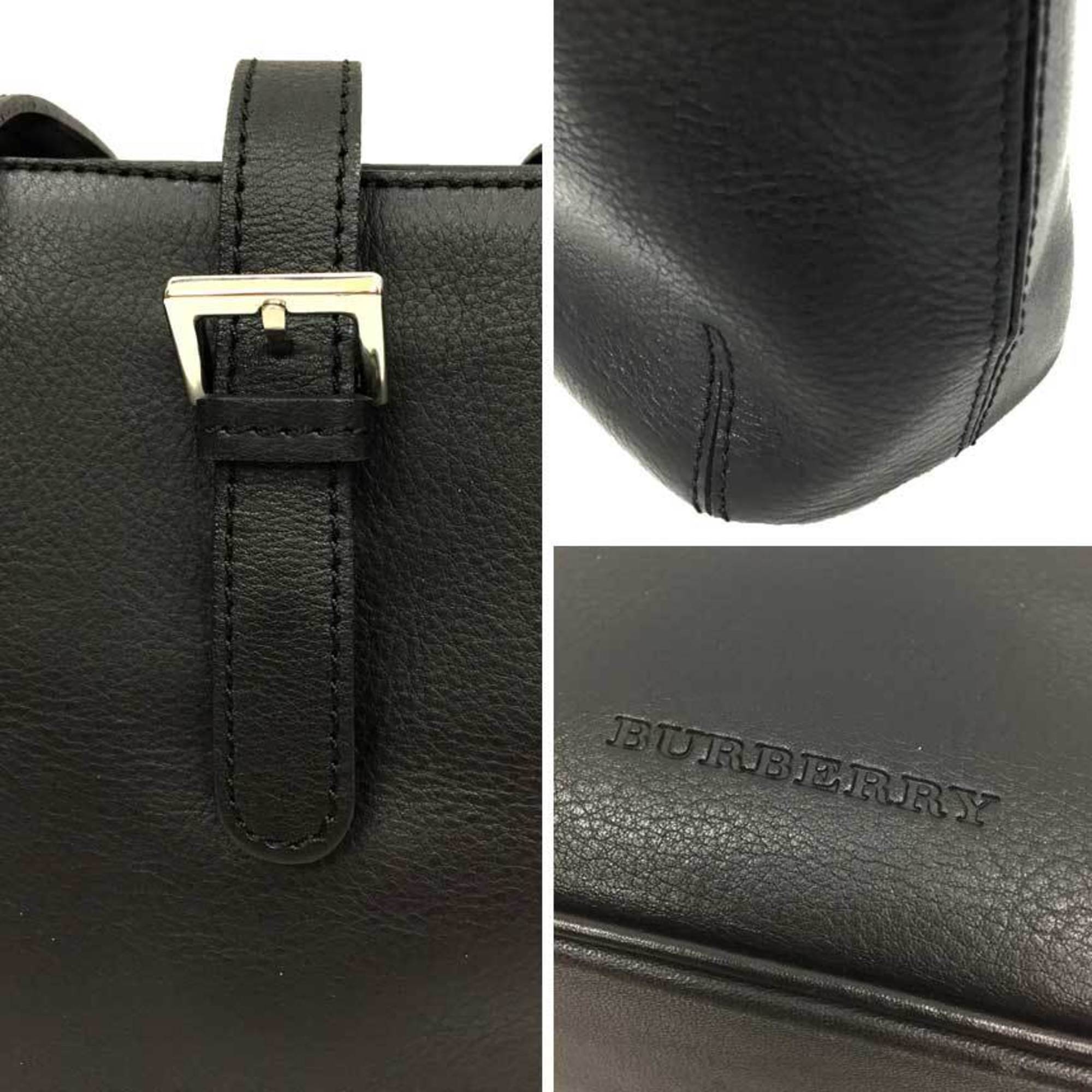 Burberry BURBERRY Tote Bag Leather Black Women's aq9083