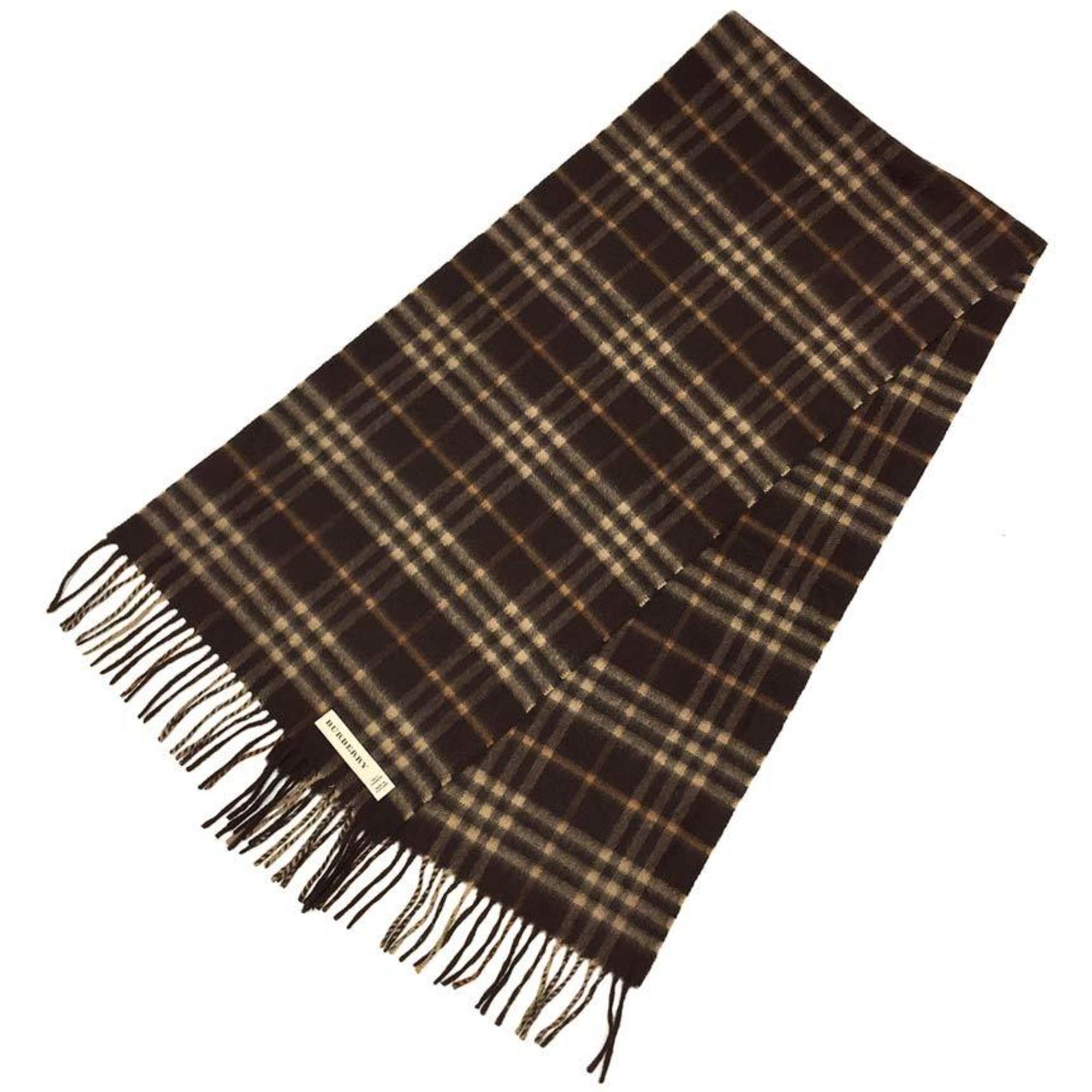 BURBERRY LONDON Burberry Cashmere Check Muffler Stole Brown Men and Women Unisex aq9357