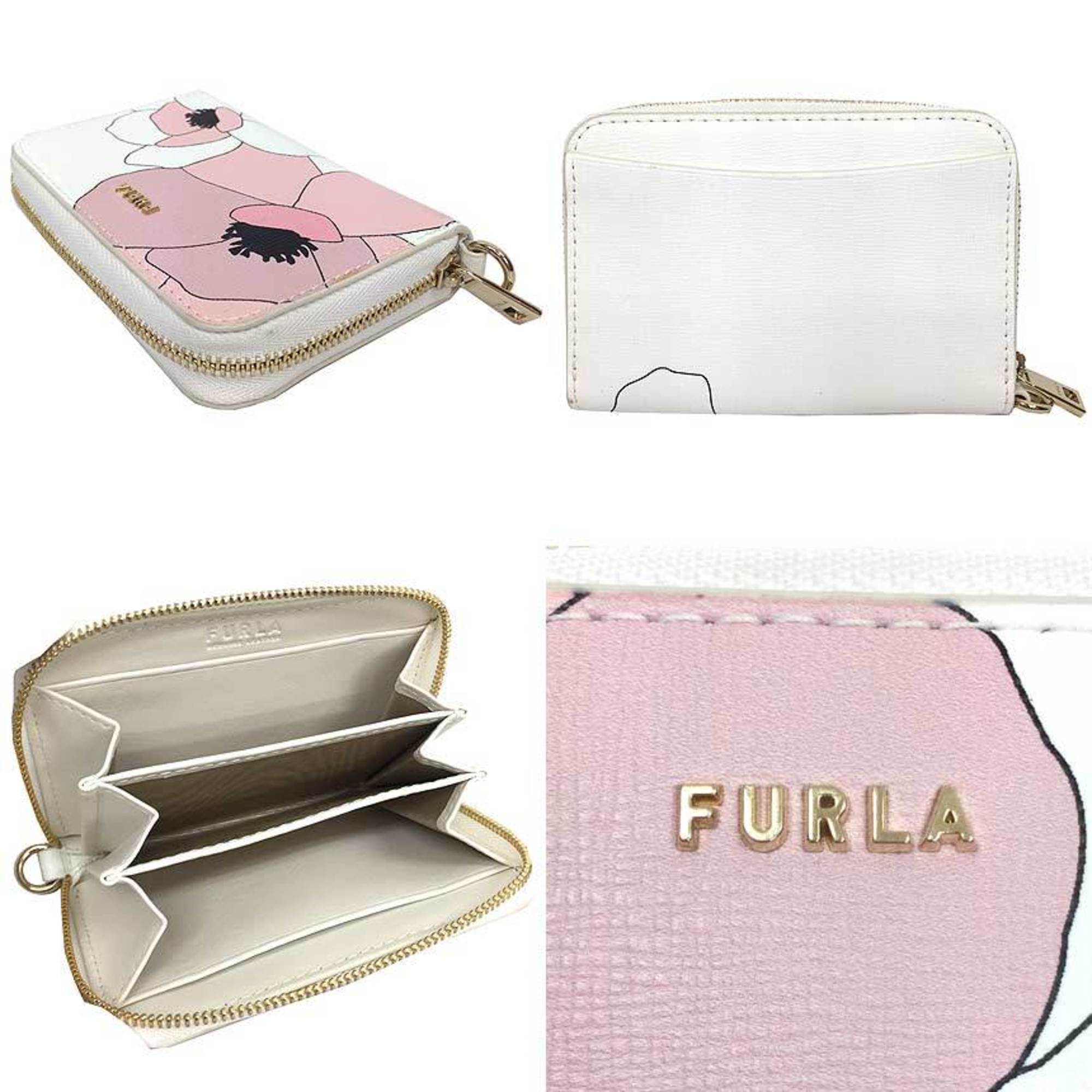 FURLA Coin Case Purse Card Business Holder Magnolia Collection Limited Edition BABYLON S ZIP AROUND Zip Around White x Pink Furla Wallet aq9266