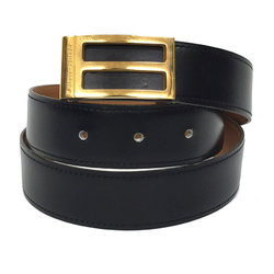 Hermes HERMES leather belt #80 black gold buckle 〇 R carved (made in '88) aq5647