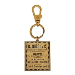 Gucci Label Motif Keychain Keyring Bag Charm 495420 Gold Metal Men's GUCCI