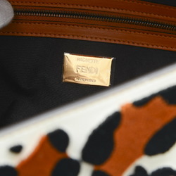 Fendi Baguette W Chain Shoulder Bag Harako Style Brown White Black 8BR783