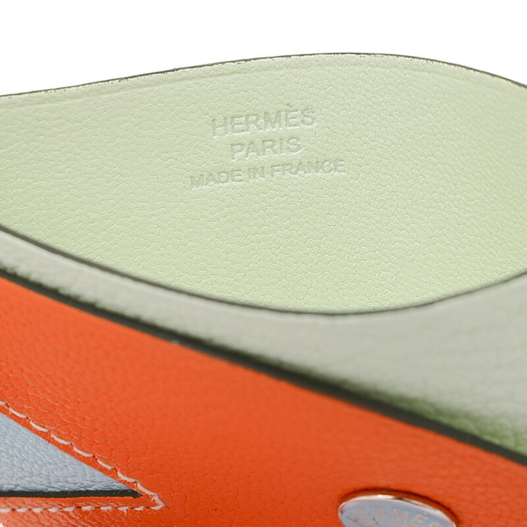 Hermes Poisson Fish Card Holder Chevre Orange Vert Fizz B Engraved