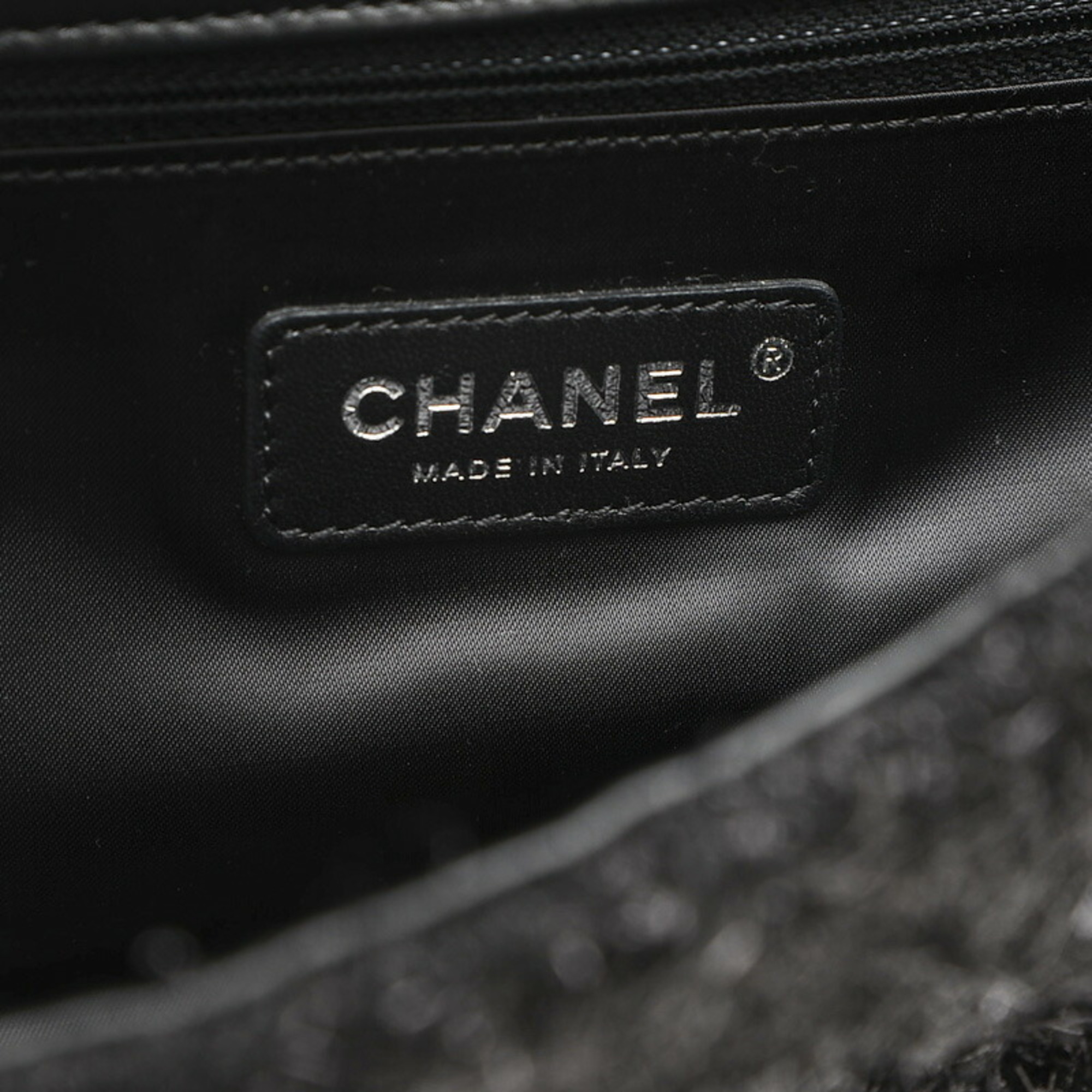 Chanel Matelasse W Chain Shoulder Bag Tweed Black