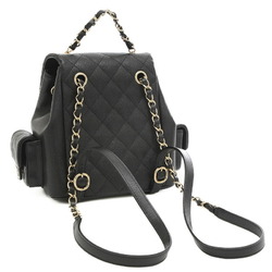 Chanel Matelasse Multi-Pocket Backpack Rucksack Caviar Skin Black AS4399