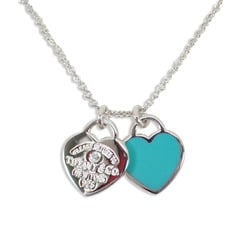 TIFFANY 925 Enamel Diamond Return to Tiffany Double Heart Tag Pendant