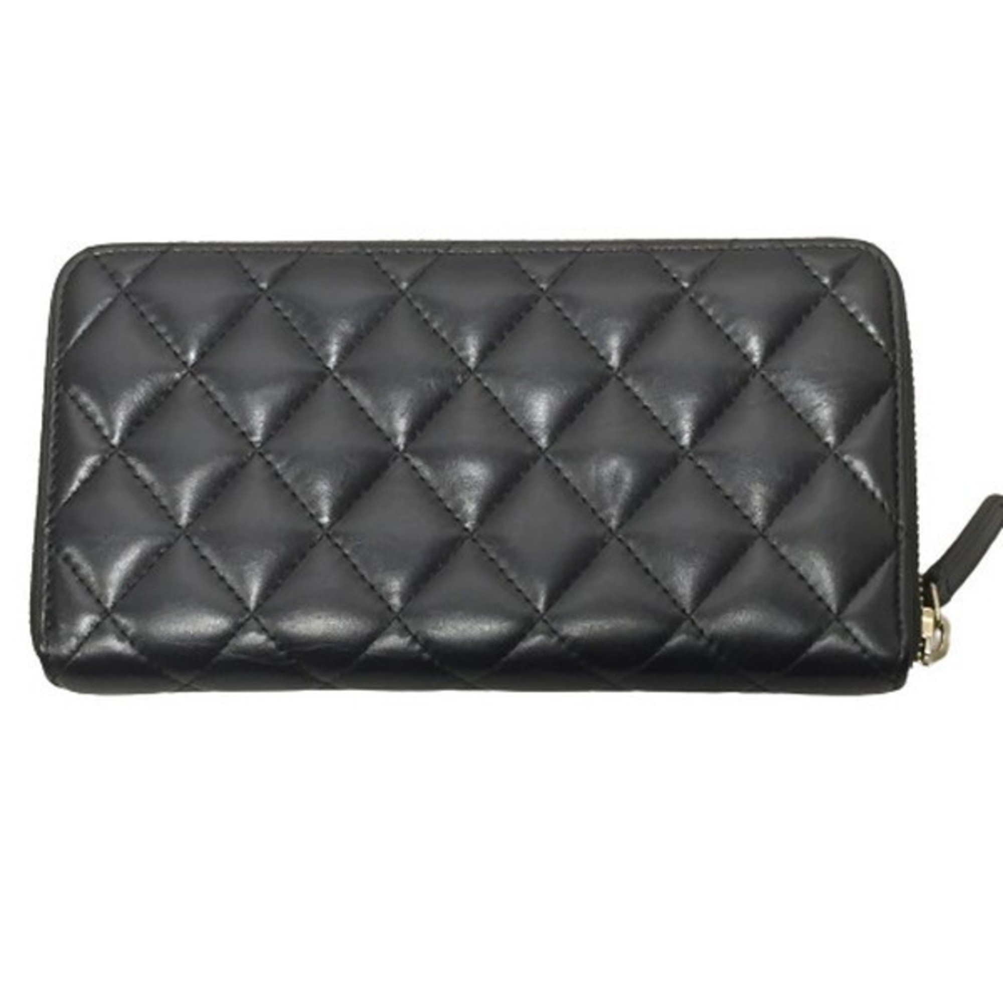 CHANEL Matelasse Lambskin A80830 Round Embroidery Zip Wallet Women's Charm ITHB96SFVEIS RM2574D