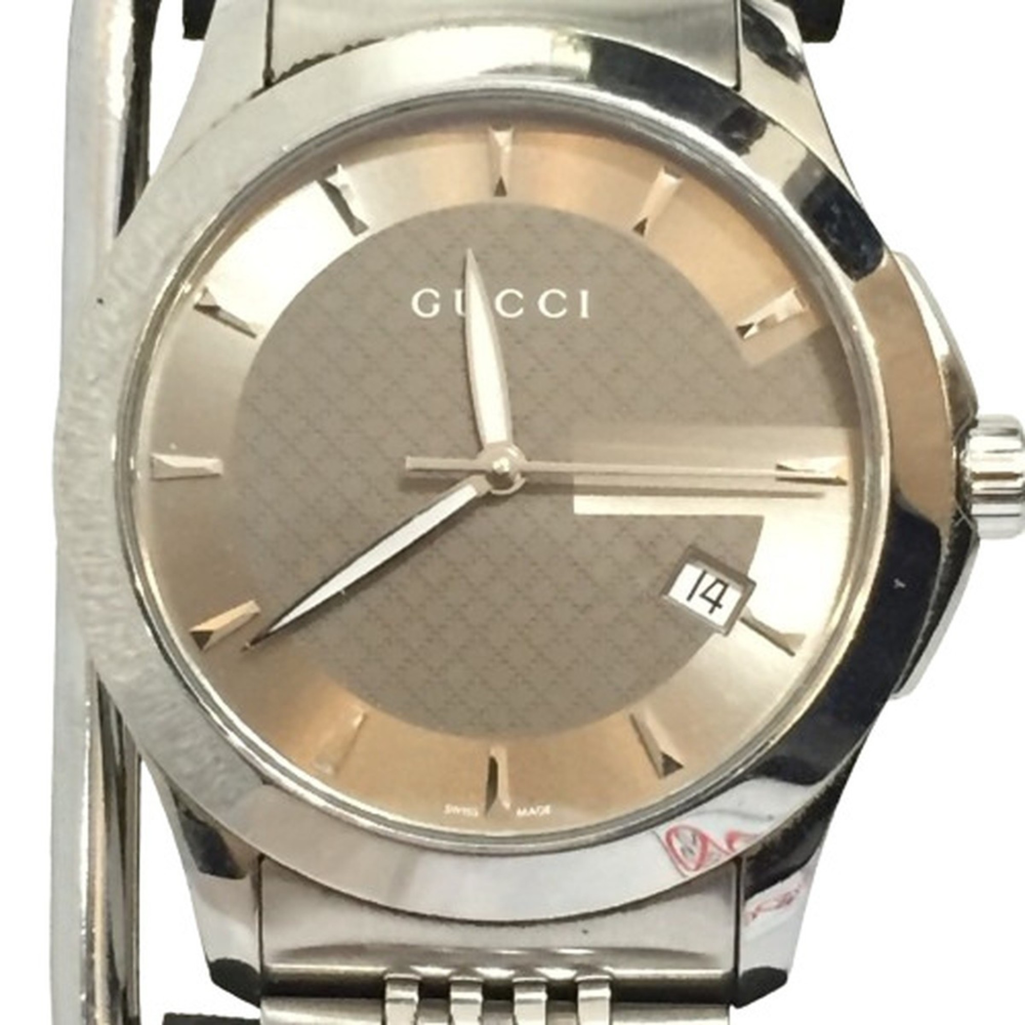 GUCCI 126.4 G Timeless Brown Dial SS Stainless Steel Silver Analog Watch Men's Date Quartz IT26SVZ67548 RK1056D