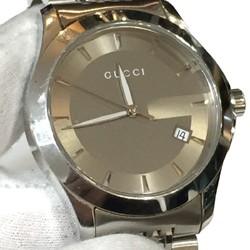 GUCCI 126.4 G Timeless Brown Dial SS Stainless Steel Silver Analog Watch Men's Date Quartz IT26SVZ67548 RK1056D
