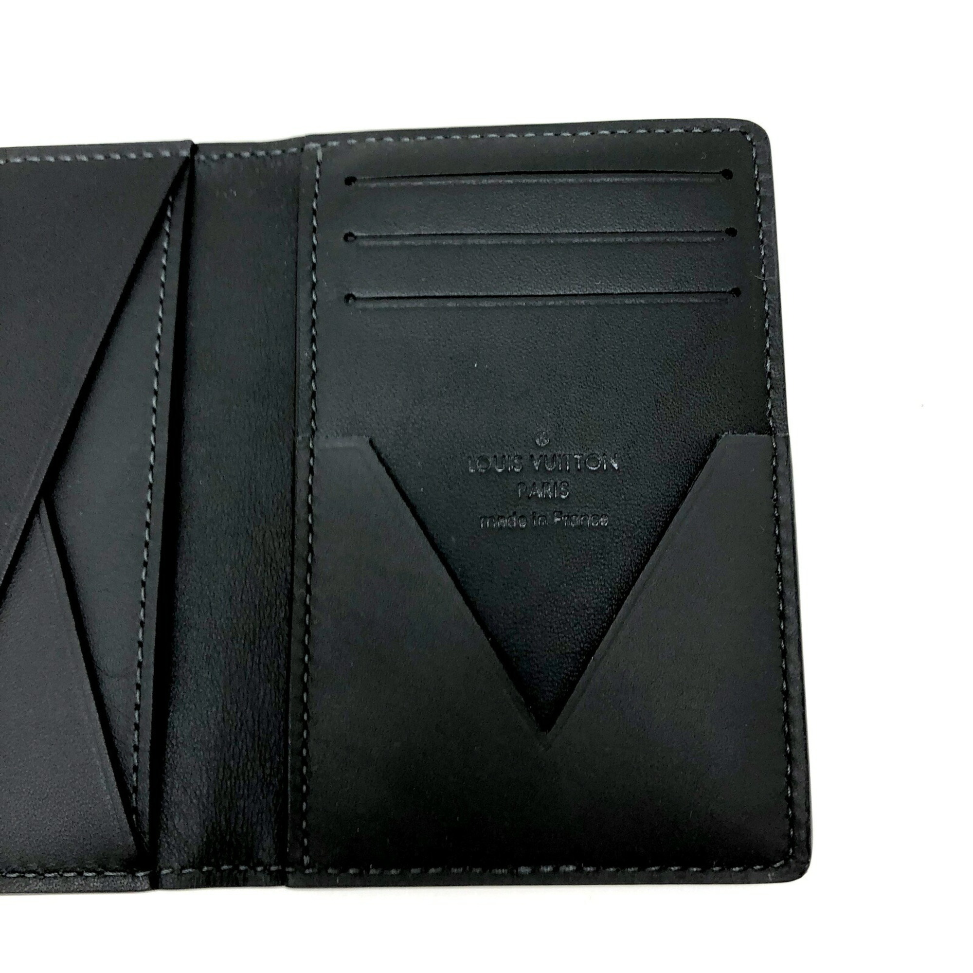 LOUIS VUITTON V-Line Organizer de Poche M61192 Leather Black Men's Business Card Holder/Card Case Pass ITB26NXZYUPG RM5115D