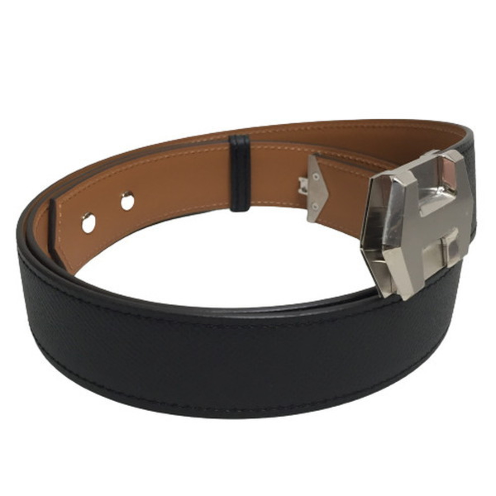 HERMES Vaux Epson SUPER H Belt Super Men's Women's Leather Accessories Black ITAWZYG978HA RM3386D