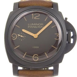 Panerai Watch Luminor 1950 3DAYS Limited 2000 PAM00375 Composite x Leather Brown Manual Winding Small Seconds Dial Men's