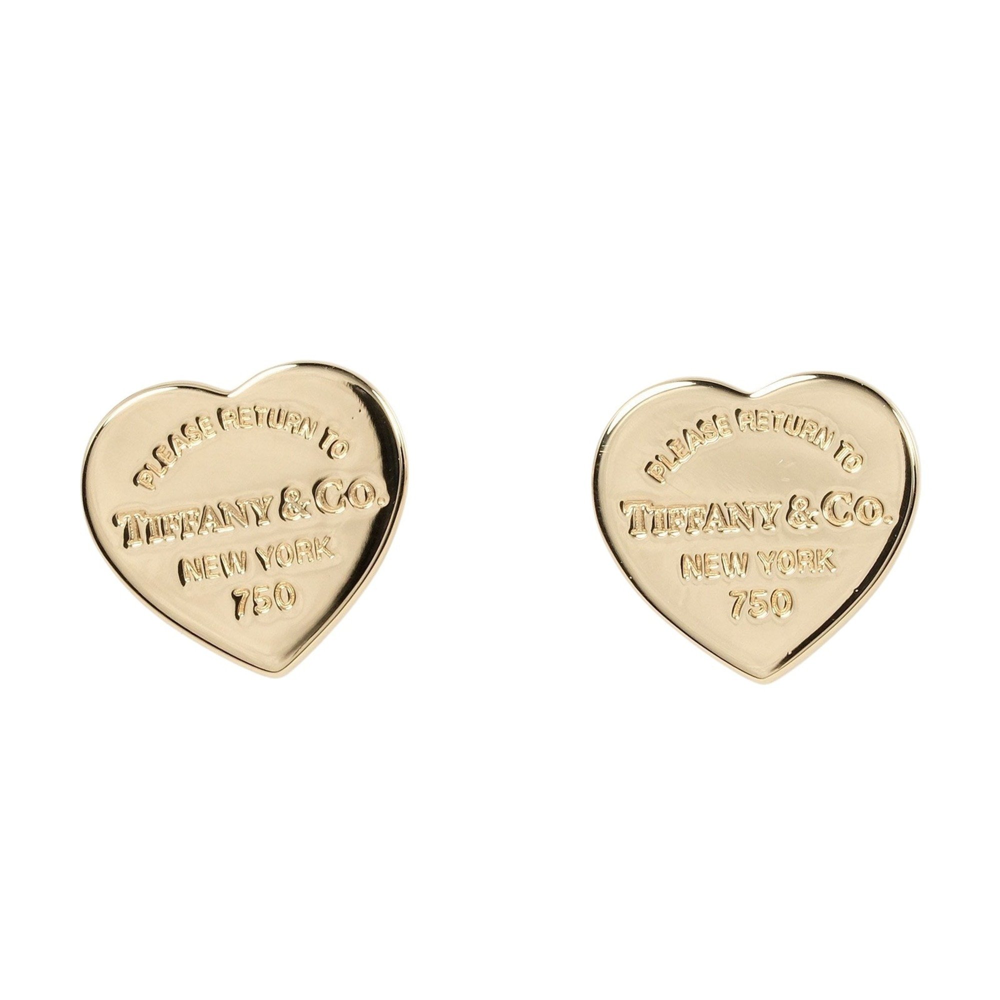 Tiffany Return Toe Heart Tag Earrings K18 YG Yellow Gold Approx. 2.93g I112223157