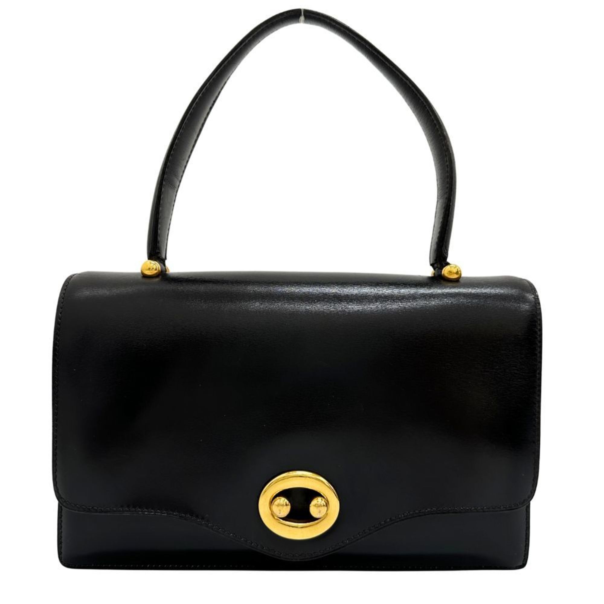 Hermes HERMES handbag box calf black flap vintage ladies I111624040