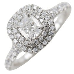 Tiffany TIFFANY&Co. Solesto Cushion Cut Double Halo Engagement Ring Pt950 Platinum x Diamond Approx. 4.2g Women's
