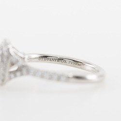 Tiffany TIFFANY&Co. Solesto Cushion Cut Double Halo Engagement Ring Pt950 Platinum x Diamond Approx. 4.2g Women's