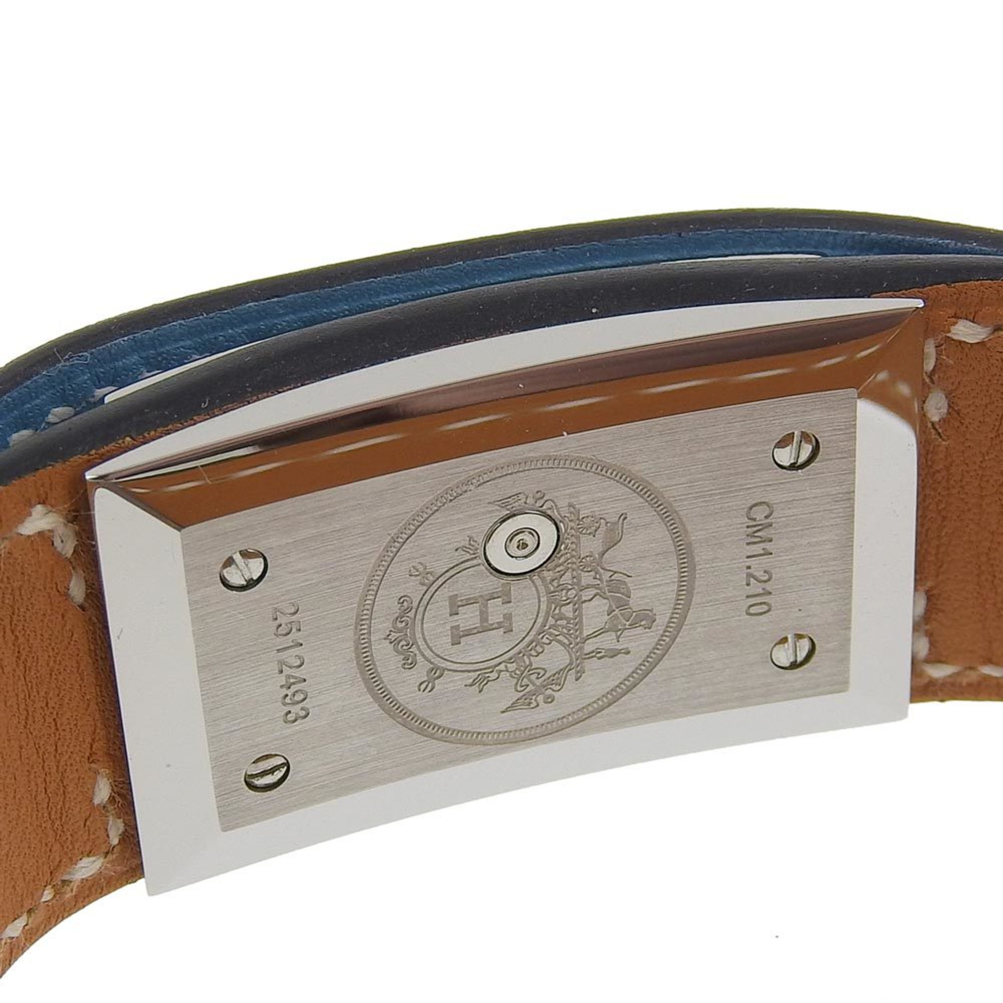 Hermes HERMES Elshmidi Watch CM1.210 Stainless Steel x Leather 2007 □K Quartz Analog Display White Dial Ladies I213023021