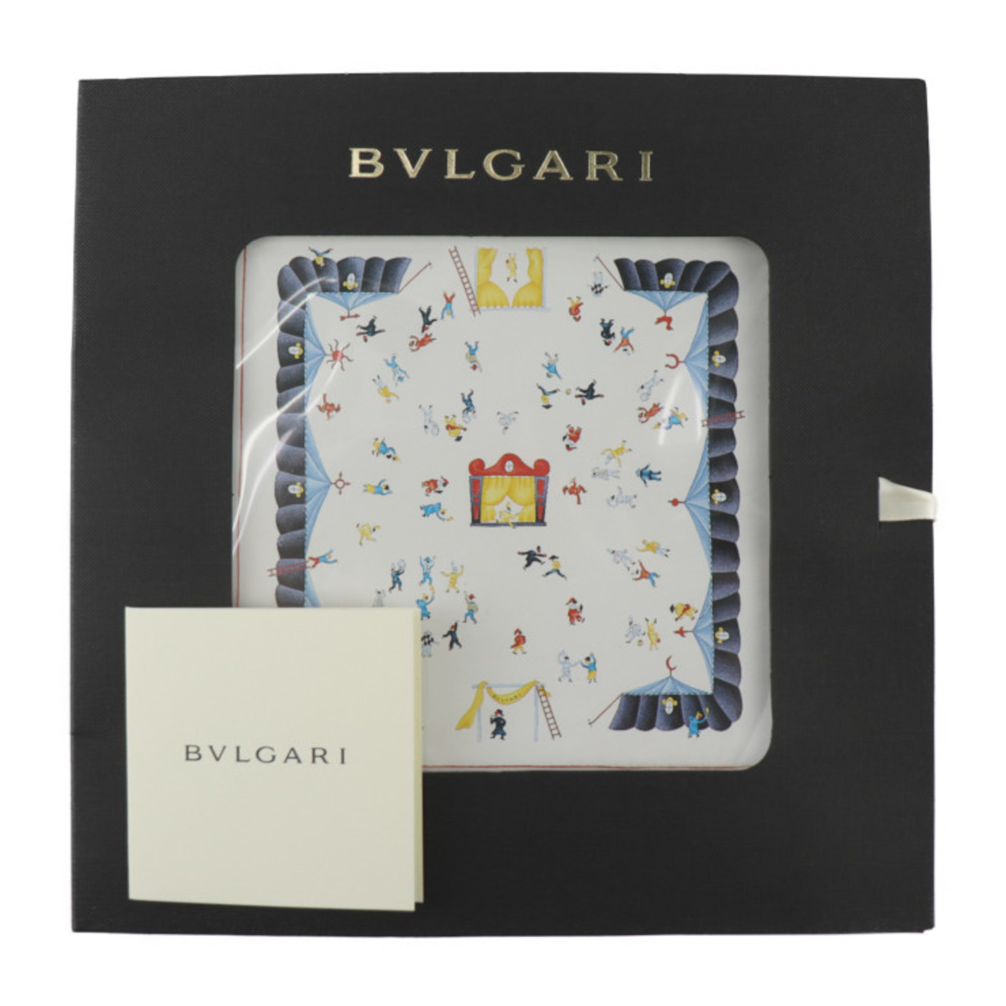 BVLGARI Bulgari scarf silk white multicolor circus pattern