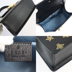 GUCCI Gucci Sylvie Bag Handbag 470270 Leather Black 3WAY Shoulder Bee Star