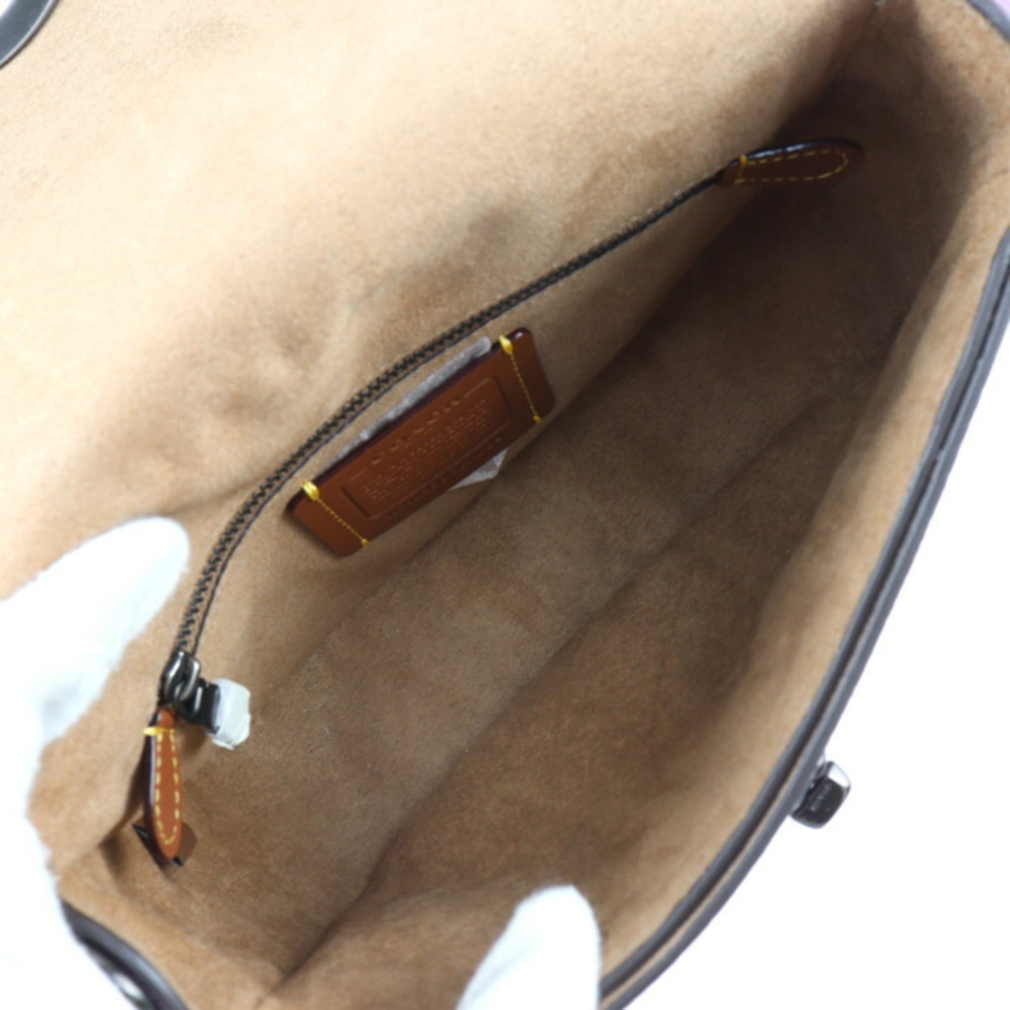 COACH Willow Saddle Shoulder Bag CA094 Leather Violet Turnlock Crossbody
