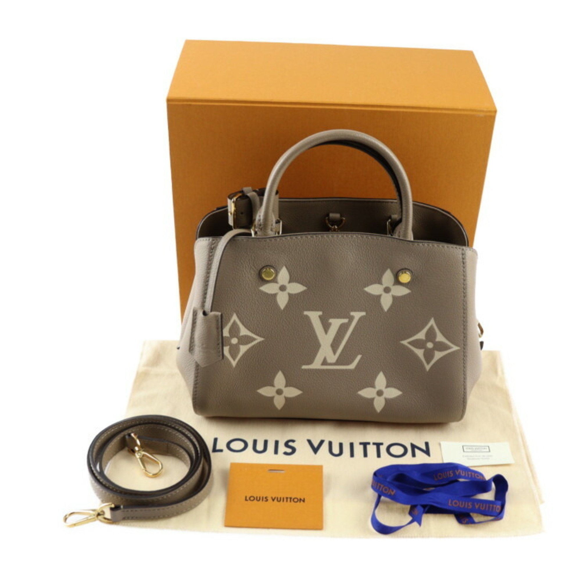 LOUIS VUITTON Montaigne BB Handbag M45489 Giant Monogram Empreinte Tourtelle Crème Shoulder Bag Vuitton