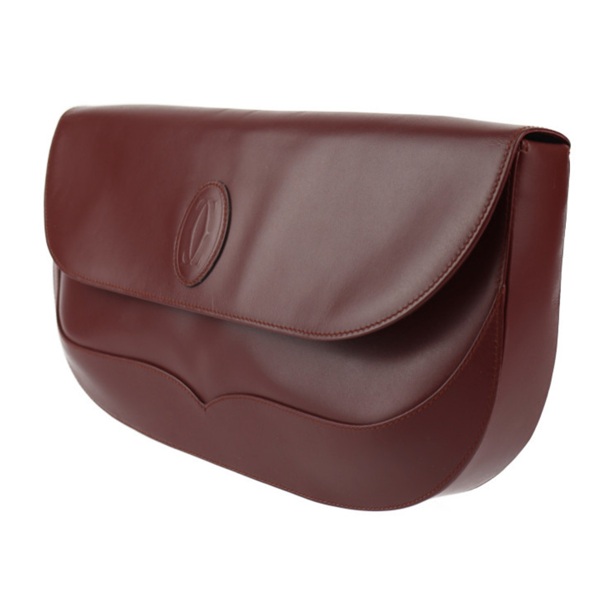 CARTIER Mustline Clutch Bag Leather Bordeaux Second Flap