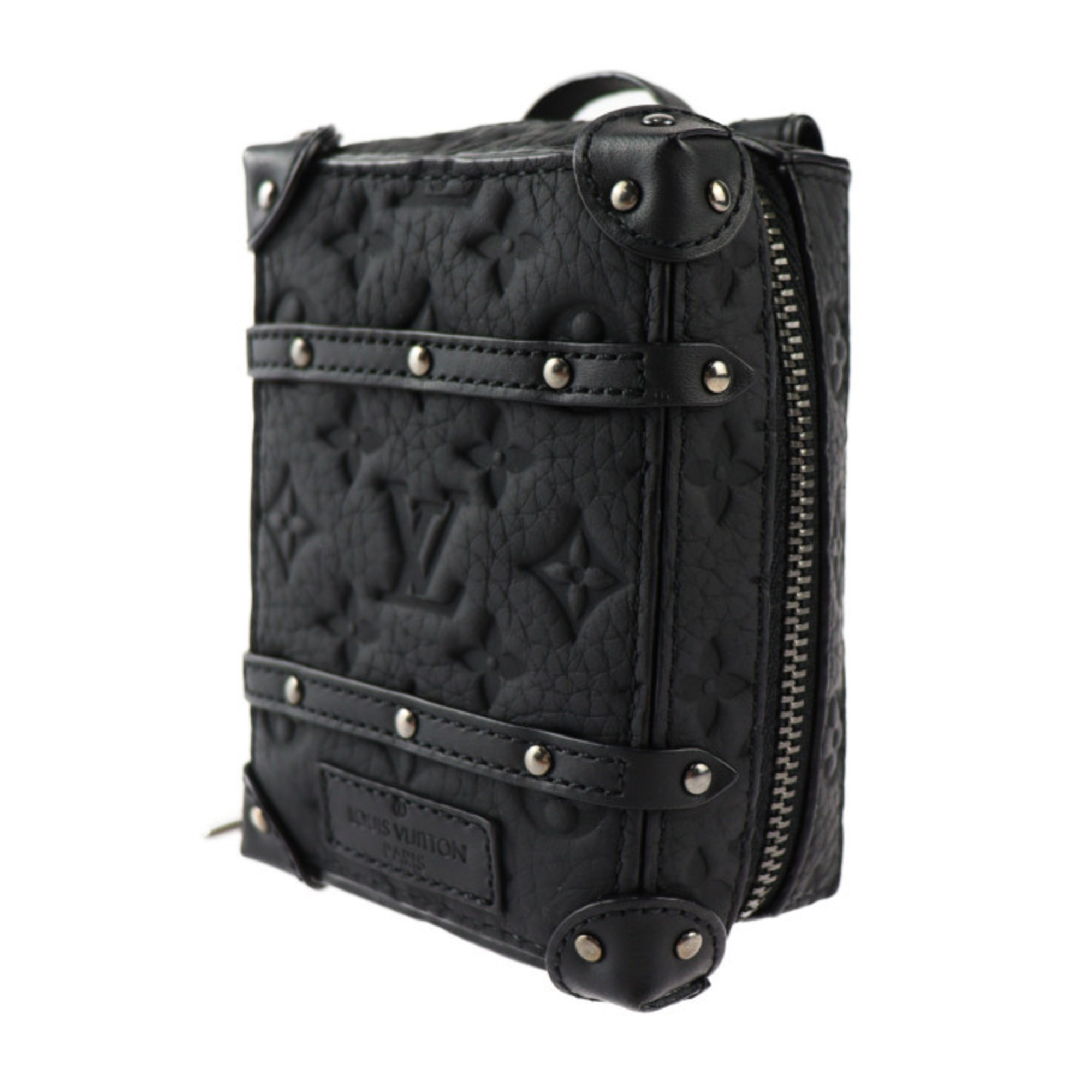 LOUIS VUITTON Porte Clé Backpack Trunk Monogram Keychain M00850 Taurillon Leather Black Bag Charm Vuitton