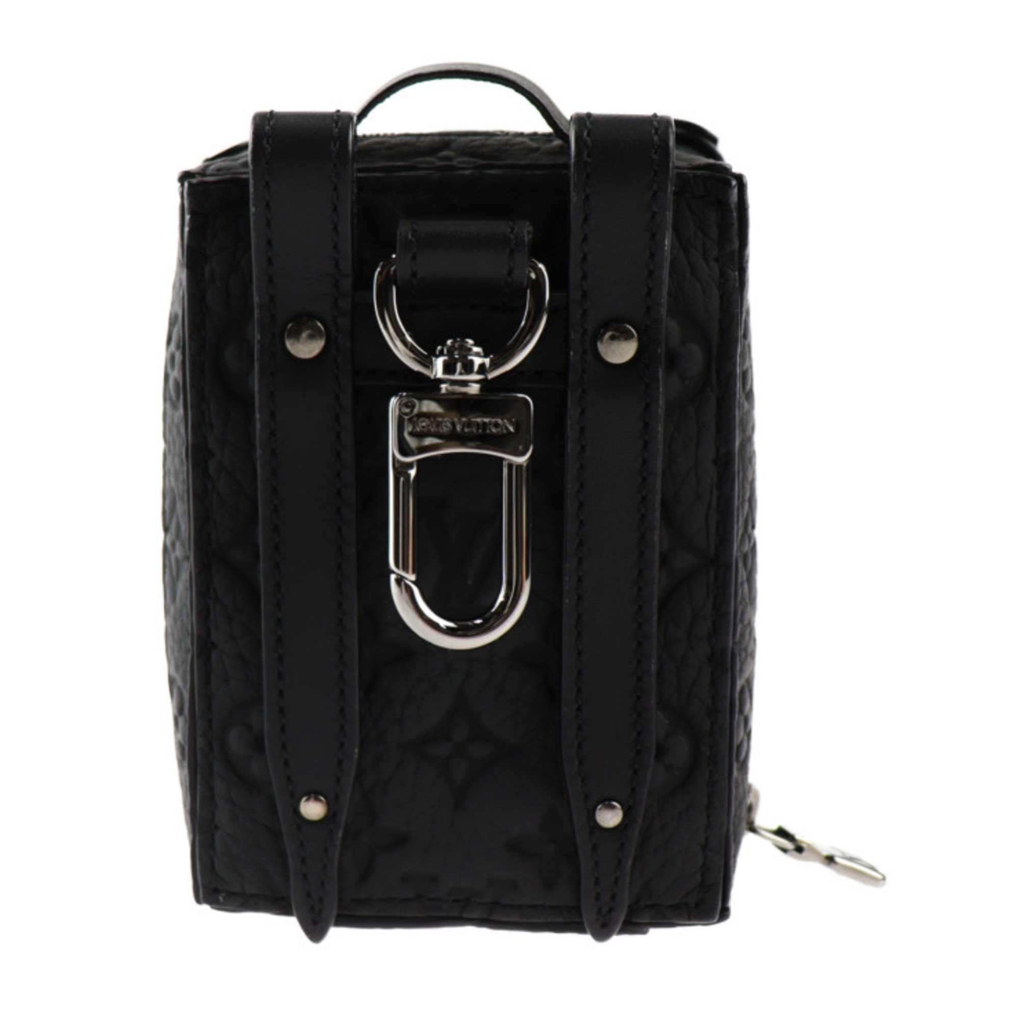 LOUIS VUITTON Porte Clé Backpack Trunk Monogram Keychain M00850 Taurillon Leather Black Bag Charm Vuitton