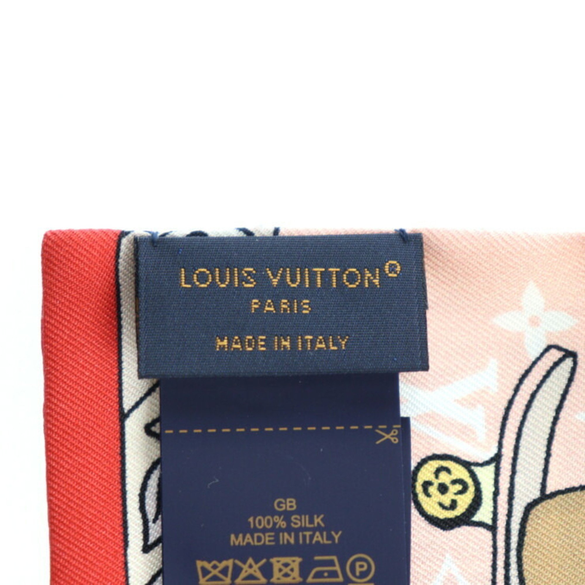 LOUIS VUITTON Bandeau Hide and Seek Vivienne Monogram Scarf M77780 Silk Rose Multicolor Ribbon Vuitton