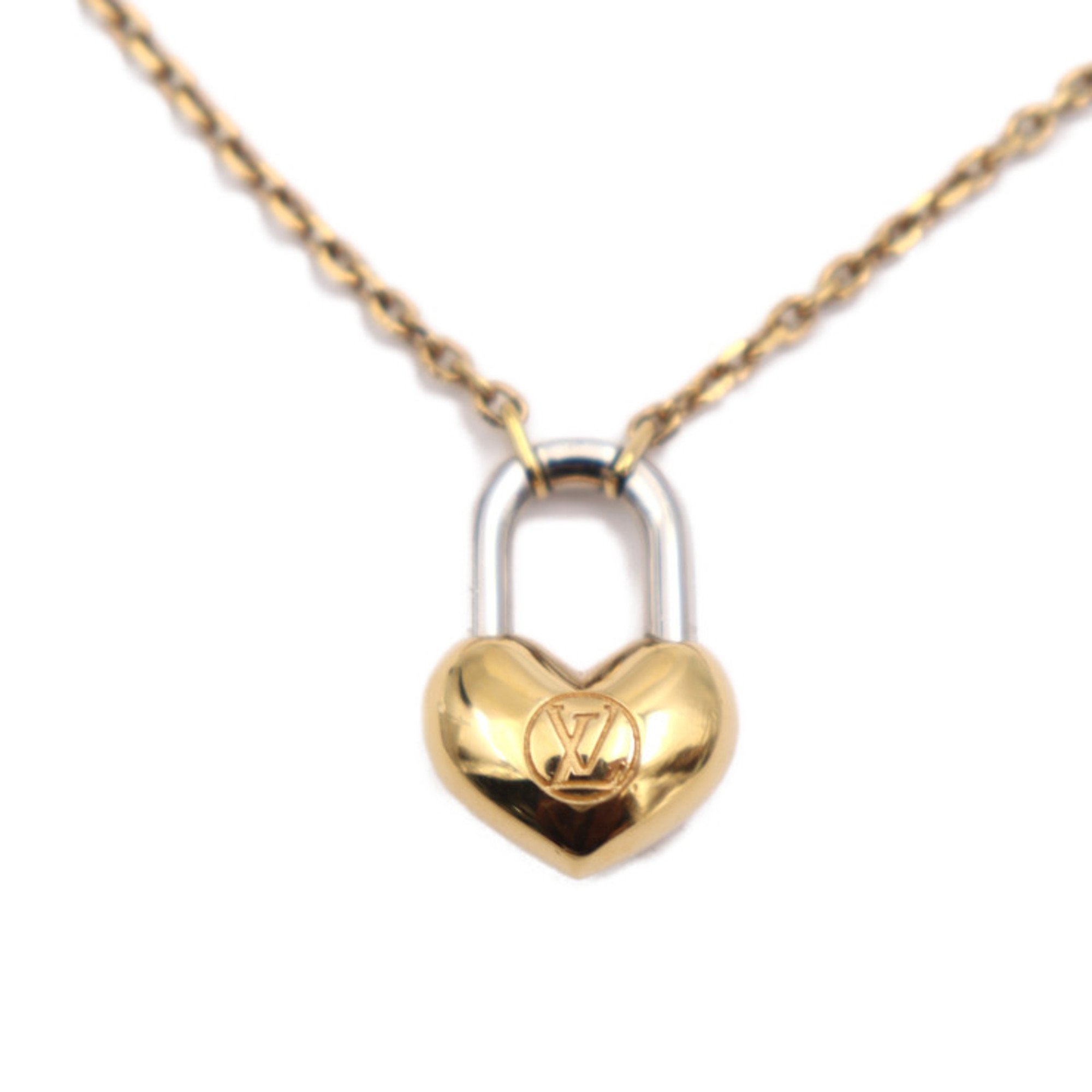 LOUIS VUITTON Louis Vuitton Collier Crazy in Rock Heart Necklace M67272 Metal Gold Silver Pendant